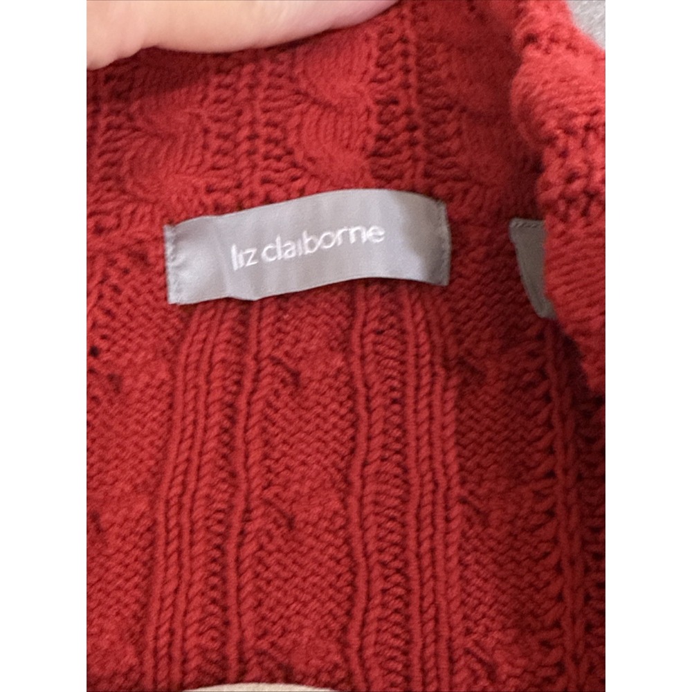 Vintage 90s Cable Knit Zip Up Cardigan Sweater XL Pockets Y2K Full Zip Preppy‎ - Picture 7 of 16